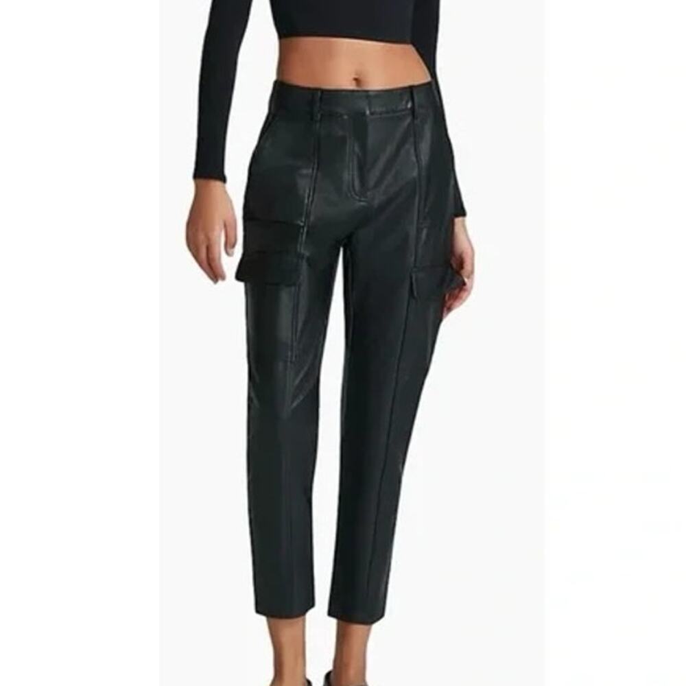 Commando Black Faux Leather Cargo Pants Utility Women's Medium